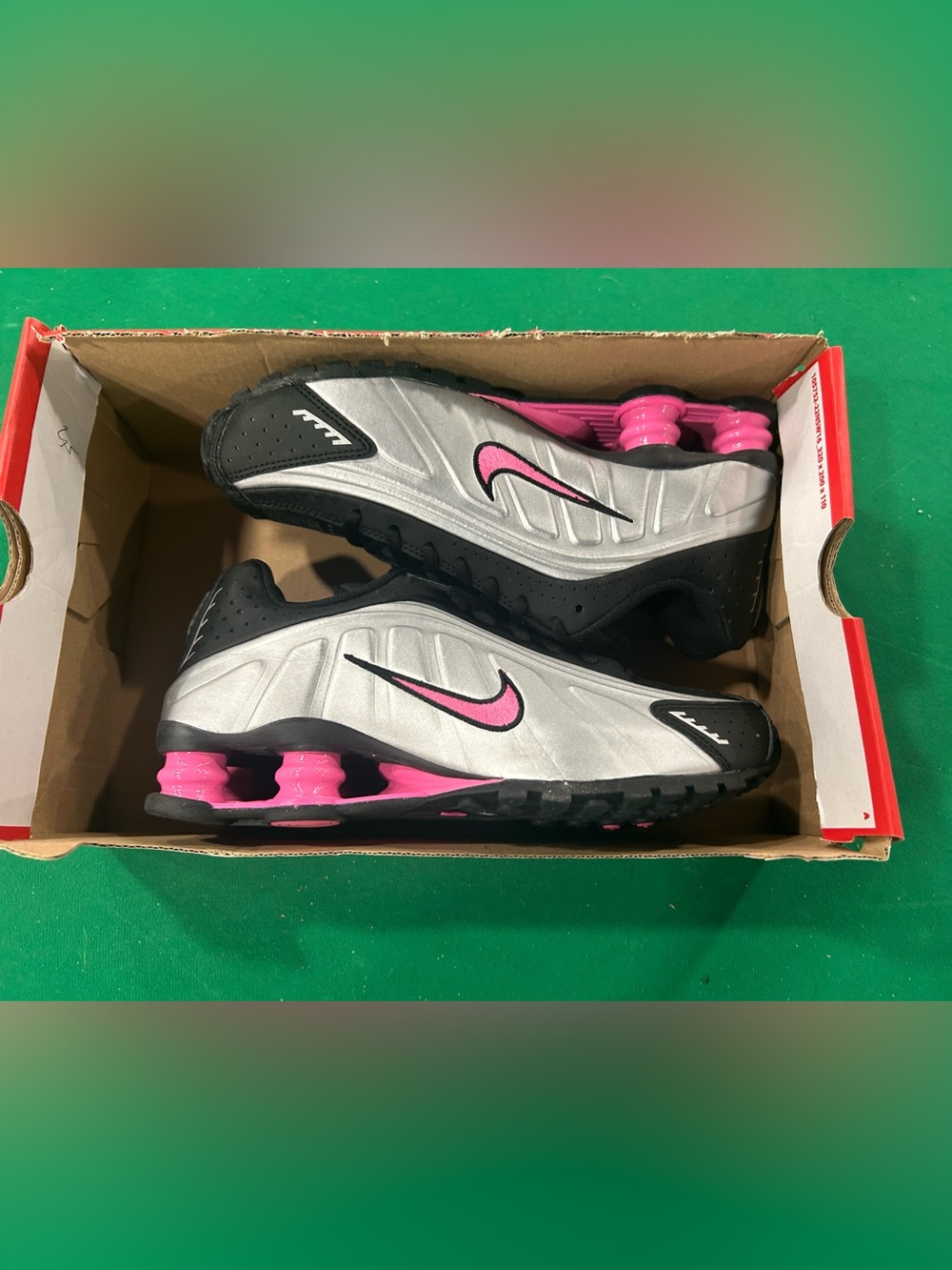 Nike Women’s Silver and Pink Shox Running Sneakers